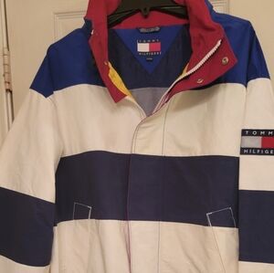 Tommy Hilfiger Men's Navy and White Performance Jacket. Hood.